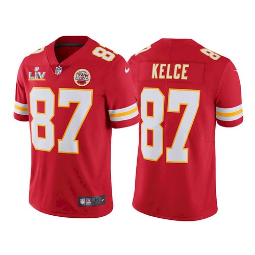Men's Kansas City Chiefs #87 Travis Kelce Red NFL 2021 Super Bowl LV Stitched Jersey
